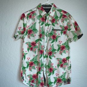 Floral Short Sleeve Button Down Shirt
